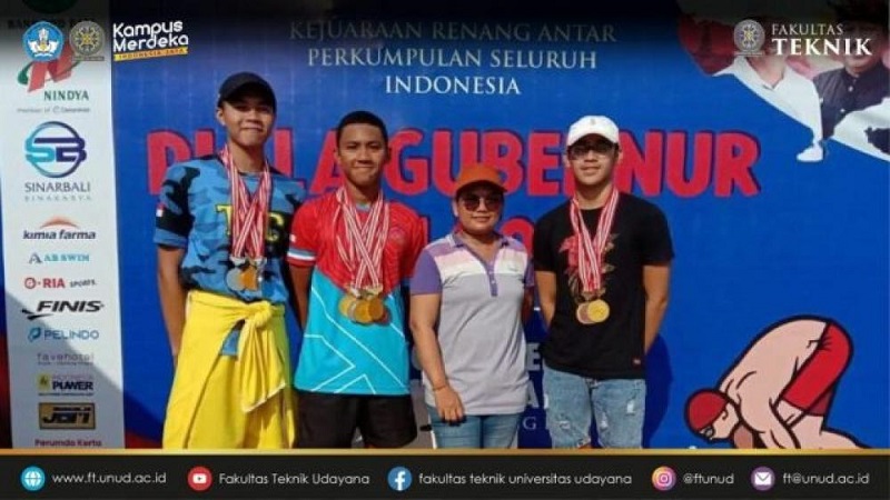Mahasiswa FT Unud Borong Sembilan Emas di Kejuaraan Renang Piala Gubernur Bali