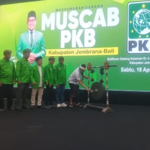 Pembukaan Muscab PKB Jembrana di Ballroom Gedung Kesenian Ir Soekarno Jembrana, Sabtu (18/4/2026).